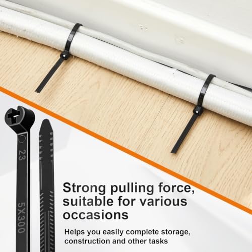 Blulu 11 Inch 400 Pcs Black Cable Ties with Metal Tooth Self Locking - Image 6