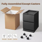 Approgreent 2 Drawer Metal File Cabinet, Fully Assembled Locking Filing Cabinet with Anti-Tipping Wheels, Quiet Slide, Heavy-Duty Steel Construction, Fits A4 Letter Legal for Home Office, Matte Black - Image 4