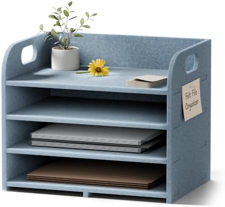 Fluxynara 4-Tier Felt File Organizer with Carry Handles, Coastal Haze by FLUXYNARA