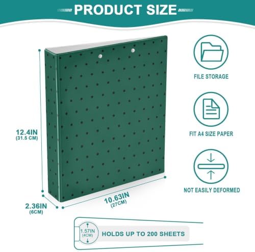 Standard View 3 Ring Binder, Green Black Polka Dot Durable Flexible Portable Waterproof Hardcover 1.5 Inch D Rings 500-Sheet Capacity Organizer 2PC - Image 6