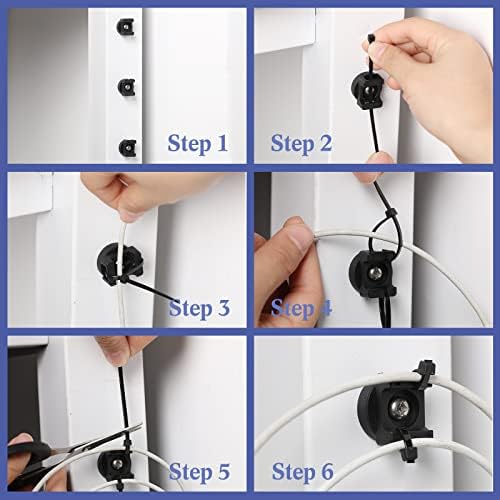 Yookeer 200 Pcs Magnetic Zip Tie Mount Cable Clips Black, 22 mm - Image 5