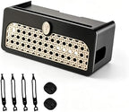 Faux Rattan Cable Management Box, Black by Ovanmexis