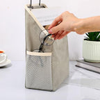 Woanger 12 Pcs Wall Hanging Storage Bag Wall Hanging Organizer Bag Over The Door Closet Basket Containers Bins with Hooks Pockets for Bedroom Bathroom, 15 x 4.3 x 8.7''(White, Dark Gray, Light Gray) - Image 3