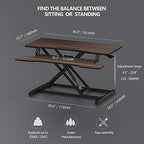FITUEYES Height Adjustable Standing Desk 36” Wide Sit to Stand Converter Stand Up Desk Tabletop Workstation for Laptops Dual Monitor Riser Brown SD309102WE - Image 4