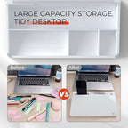 TOWON Compact Glass Desktop Whiteboard with Storage 12x7 in, White - Image 5