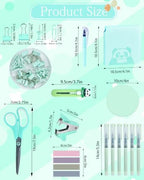 23Pcs Green Desk Accessories and Organizer Set with Mesh Organizer, Stapler, Tape Dispenser, Calculator, Green Office Supplies for Women, Beautifully Presented in a Gift Box - Image 7