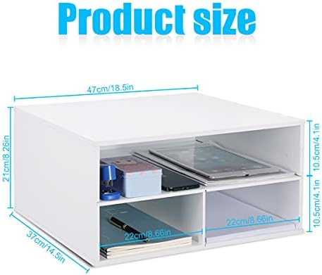 EMERIT Printer Stand for Desk - 2 Tier Desktop Printer Stand with Paper Storage, Printer Riser Organizer for Home Office, Holds up to 30 lbs, White - Image 5