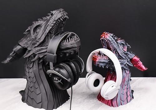 Dragon Headphone Stand, Dragon Headphones Holder, Dragon Statue, Gamer Gift, Headphones Stand for Gamers (Black & Red Nebula, Regular (12" Tall)) - Image 4
