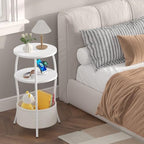 sthemc 3-Tier Small Round End Table Livingroom with Basket for Small Places - Image 6