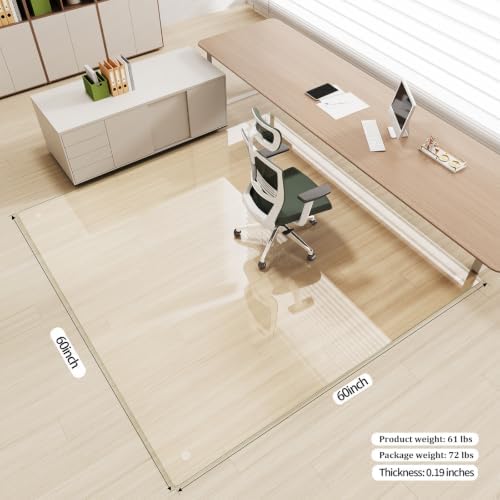 [Tempered Glass] 60" x 60" Glass Office Chair Mat for Carpet - Image 3