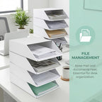 EXYGLO 30 Pack Stackable Cardboard Desk Organizer Trays, Desktop Letter Tray for Document File Mail Storage, White, 12x9x3 Inch - Image 4