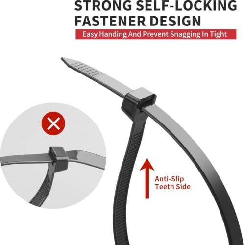 BethTie 14 Inch Black Zip Ties Heavy Duty 500 Pcs, 220 LBS Long Cable Ties - Image 3