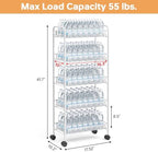 TOOLF 5 Tier Rolling Cart, Metal Utility Storage Cart with Wheels, White - Image 6