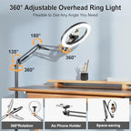Latest Ring Light with Stand Tripod for iPhone, Overhead Phone Camera Mount with Light and Phone Holder Stand for Recording, 10” Selfie Light for Video,Streaming,Photography, Tiktok, YouTube - Image 3