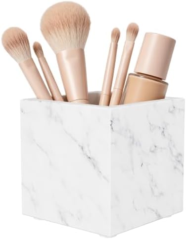 Marble Toothbrush Holder,Pencil Cup,3.9x3.9x3.9in,Carrara White by Unknown