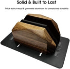 Walnut Vertical Laptop Stand, Dual Slot Wood Laptop Holder for Desk - Image 2