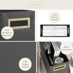 BLU MONACO Magazine Basket: Grey Leather Bathroom Holder – Stylish Modern Rack and Newspaper Stand, Decorative Floor-Mounted Organizer for Elegant Bathroom Storage. - Image 3