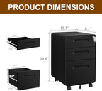 3 Drawer Mobile File Cabinet with Lock and 4 Keys - Image 3