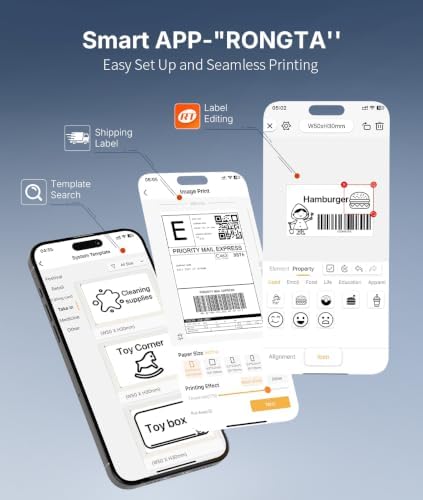 Rongta Bluetooth 4x6 Wireless Thermal Shipping Label Printer,White | Wireless Bluetooth Thermal Label Printer, Ideal for Shipping Labels for Package, Barcode Labels for Small Business - Image 3