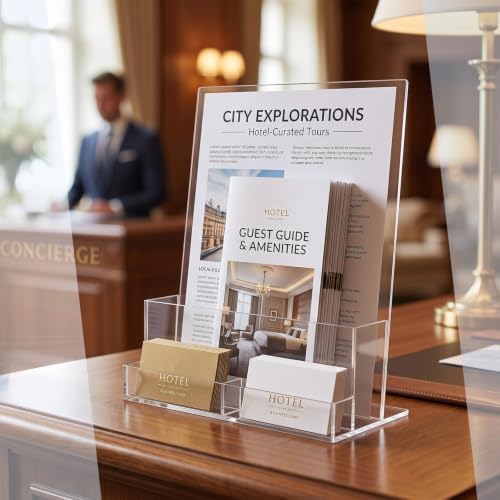 Marspark 6 Pcs Acrylic Brochure Holders with Business Card Holder - Image 5