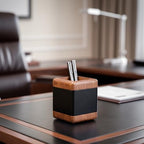 Dacasso Walnut and Leather Desk Set, 3-Piece - Image 5