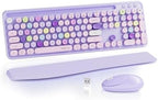UBOTIE Wireless Keyboard and Mouse Combo, Phone Holder (Purple Colorful) by UBOTIE