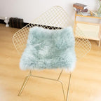 LLB Sheepskin Chair Cushion Non-Slip Back Square Genuine Fur Chair Cover Silky Natural Wool Seat Cushion Pad Soft Area Rugs Carpet for Home Office Restaurant Chair 18x18 Inch (Pack of 1), Milky Mint - Image 5