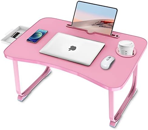 Fayquaze Lap Laptop Desk, Portable Foldable Laptop Bed Table with Storage Drawer and Cup Holder, Lap Desk Lap Bed Stand Tray Table Serving Tray for Eating, Reading and Working by FAYQUAZE