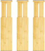 VaeFae 3 Pack Bamboo Drawer Dividers, 4" High Adjustable 11.9-17.1" Clothes Drawer Organizers, Expandable Separators for Bedroom/Bathroom/Kitchen/Office Storage by VaeFaeDirect