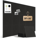 Large Cork Board for Walls 59" x 36",15 Pack 12"X12"Felt Bulletin Board Tiles with 120 Adhesive Tabs,Cork Board Alternative for Office Decor, Push Pin Board Wall Organizer- Black by Unknown