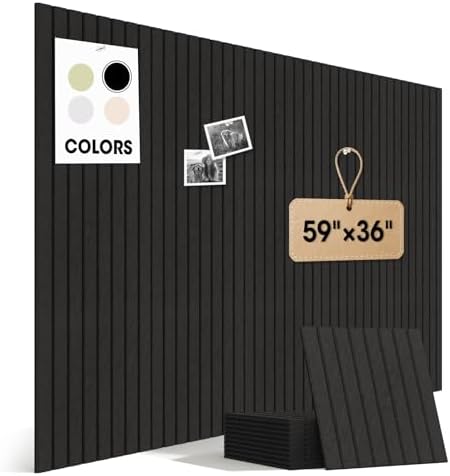 Large Cork Board for Walls 59" x 36",15 Pack 12"X12"Felt Bulletin Board Tiles with 120 Adhesive Tabs,Cork Board Alternative for Office Decor, Push Pin Board Wall Organizer- Black by Unknown