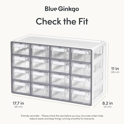 Blue Ginkgo 16-Drawer Storage Cabinet Organizer, Grey, Made in Korea - Image 2