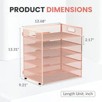 Daltack 6-Tier Paper Organizer for Desk with Handle, Rose Gold, 2 Pack - Image 2
