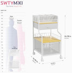 SWTYMIKI Under Desk Storage Cart- Art Storage Cart with Drawers & DIY Divider - Office Cart Organizer Under Desk Shelf, Craft Rolling Cart for Office, Craft Room & Studio White - Image 3