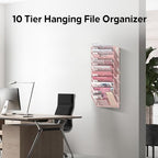 10-Tier Wall File Organizer and Hanging File Organizer, Pink - Image 4