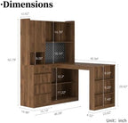 51.6" L Shaped Home Office Desk with Drawers and Storage, Walnut - Image 2