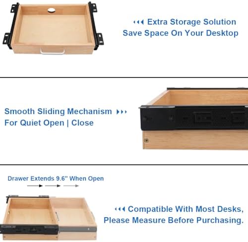 Under Desk Drawer Storage Organizer - Wooden Mounted Sliding Pull-out Drawer, Hidden Desktop Organizer for Office - Image 3