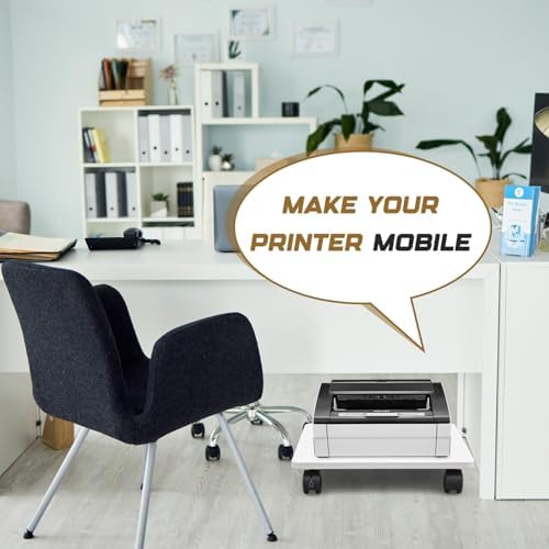 Beeveer 2 Pcs White Under Desk Printer Stand 15.8 x 13.8 x 3.2 Inches - Image 5