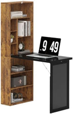 HOMCOM Foldable Desk Wall Mounted Convertible Table, Rustic Brown by HOMCOM