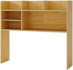 BECOMFORT Desk Hutch, Desk Organizer Shelf w/ 6 Storage Compartments, up to 32” Monitor, Wooden Display Rack, Desktop Bookshelf for Vanity Dressing Tabletop College Dorm Home & Office by BECOMFORT
