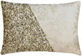 The HomeCentric Decorative Ivory & Gold 12"x16" (30x40 cm) Lumbar Pillow Cover, Jacquard Beaded, Sequins, Foil & Patchwork Oblong Pillow, Abstract Pattern Modern Style - Elaina by TheHomeCentric