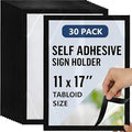 30 Pack Magnetic Sign Holder 11 x 17 with Adhesive Back - Magnetics Poster Frame & Magnetic Paper Holder - Reusable Adhesive Frames 11x17 - Magnet Frame for Wall Windows - Magnet Document Holders by Juzari