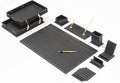 MOOGCO 12-Piece Leather Desk Set — Desk Pad 23.2" x 15.4", Double Document Tray, Pen Holder — Desk Organizer Set for Home Office & Executive Desk Accessories by MOOGLLC