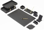 MOOGCO 12-Piece Leather Desk Set — Desk Pad 23.2" x 15.4", Double Document Tray, Pen Holder — Desk Organizer Set for Home Office & Executive Desk Accessories by MOOGLLC