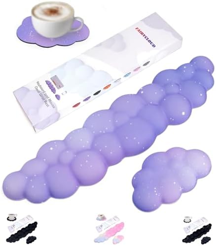 Silky Cloud Wrist Rest Set for Keyboard & Mouse, 16.9", Purple Star by LJYZMDKeyboardWristRest