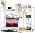 Snughome Desk Shelf, 44.9" Desktop Organizer Shelf, Desk Hutch for Computer Monitor, 4 Tier Desk Display Rack with Pegboard Hooks Set, Wood Desktop Bookshelf for Home Office Dorm by Snughome