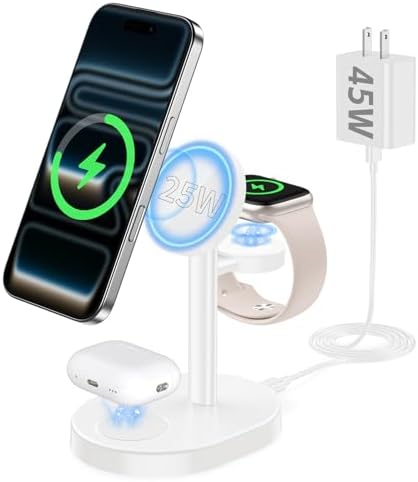 25W Mag-Safe Charger 3 in 1 Charging Station for iPhone Apple Watch AirPods by Hevanto