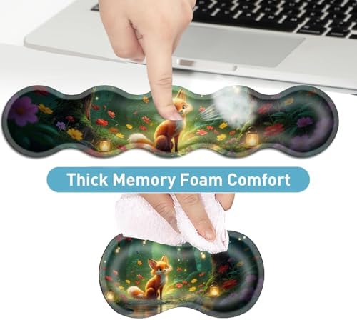 Keyboard Mouse Pad Set, Extended Gaming Mouse Pad+Ergonomics Keyboard Wrist Rest Support, Memory Foam, Easy Typing Pain Relief, 4Pcs XL Ultra Thick Desk Mat,Cute Fox - Image 4