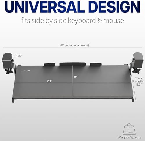 VIVO Dark Walnut Clamp-on 20 x 11 in Keyboard Tray, MOUNT-KB05ES-D - Image 5