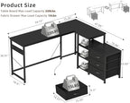 YOSHOOT 55" L Shaped Computer Desk with 3 Fabric Drawers, Gaming Desk - Image 2